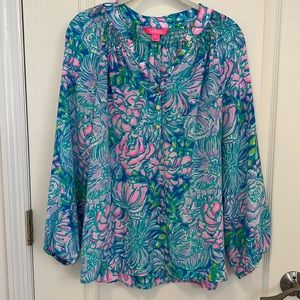 Lilly Pulitzer Silk Elsa Top, In Full Bloom, Small